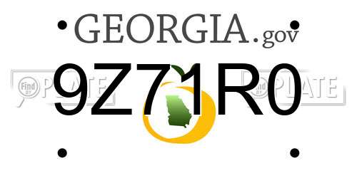 9Z71R0 Georgia License Plate