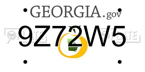 9Z72W5 Georgia License Plate