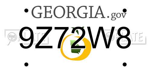 9Z72W8 Georgia License Plate