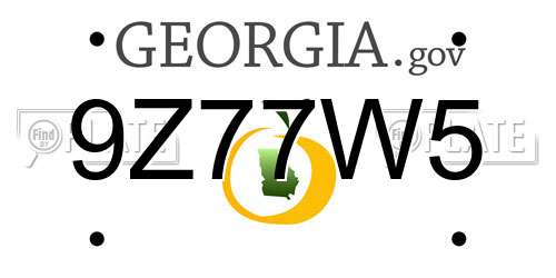 9Z77W5 Georgia License Plate