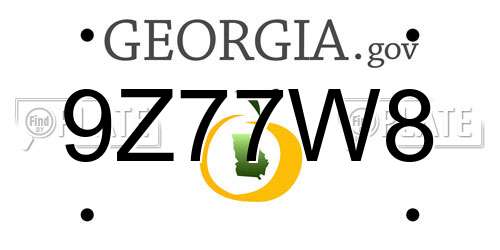9Z77W8 Georgia License Plate