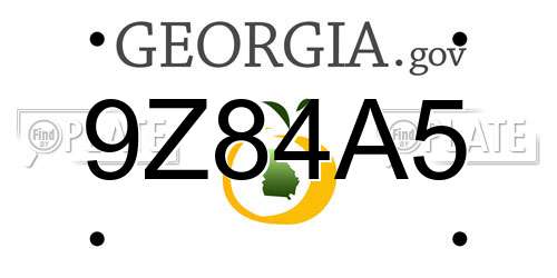 9Z84A5 Georgia License Plate