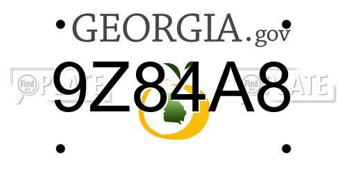9Z84A8 Georgia License Plate