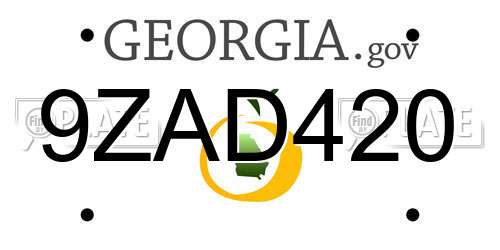 9ZAD420 Georgia License Plate