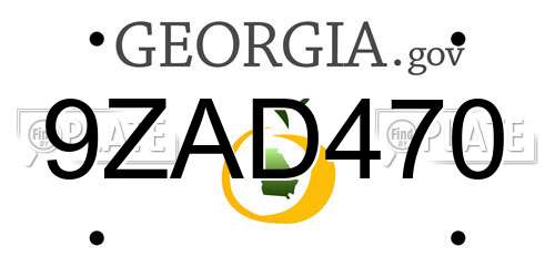 9ZAD470 Georgia License Plate