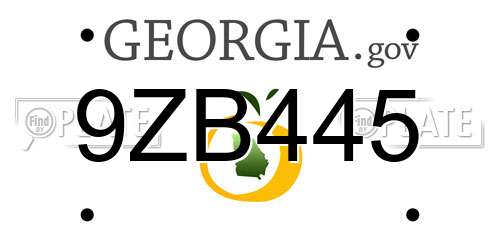 9ZB445 Georgia License Plate