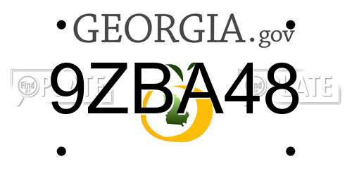 9ZBA48 Georgia License Plate