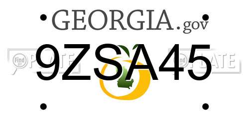 9ZSA45 Georgia License Plate