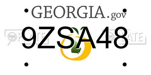 9ZSA48 Georgia License Plate