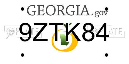 9ZTK84 Georgia License Plate