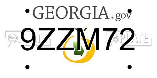 9ZZM72 Georgia License Plate