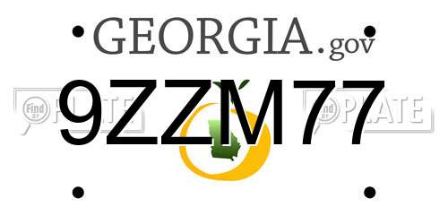 9ZZM77 Georgia License Plate