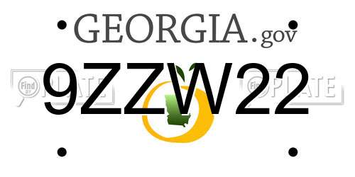 9ZZW22 Georgia License Plate