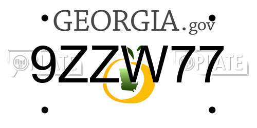 9ZZW77 Georgia License Plate
