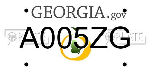 A005ZG Georgia License Plate