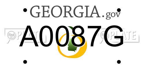 A0087G Georgia License Plate