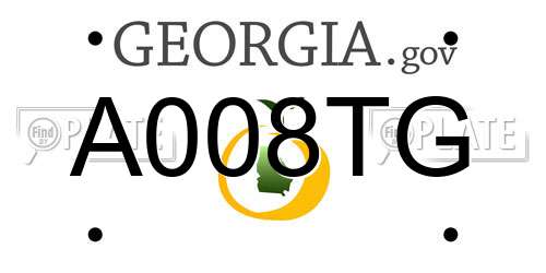 A008TG Georgia License Plate