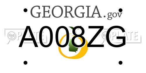A008ZG Georgia License Plate