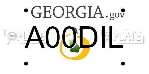 A00DIL Georgia License Plate