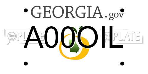 A00OIL Georgia License Plate
