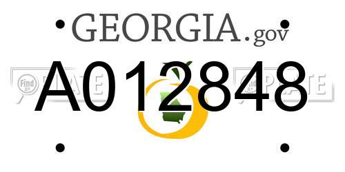 A012848 Georgia License Plate
