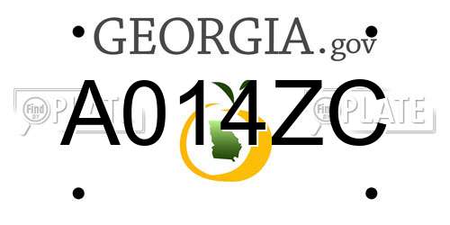 A014ZC Georgia License Plate