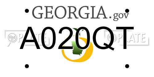 A020QT Georgia License Plate