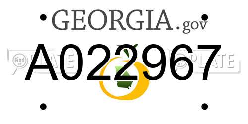 A022967 Georgia License Plate
