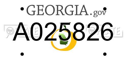 A025826 Georgia License Plate