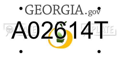 A02614T Georgia License Plate