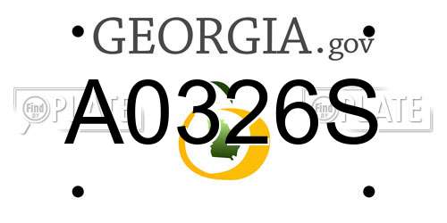 A0326S Georgia License Plate
