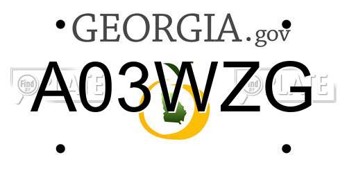 A03WZG Georgia License Plate