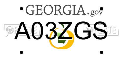 A03ZGS Georgia License Plate