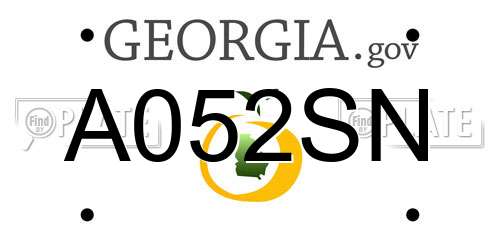 A052SN Georgia License Plate