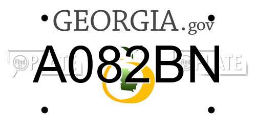 A082BN Georgia License Plate
