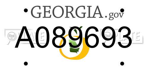 A089693 Georgia License Plate
