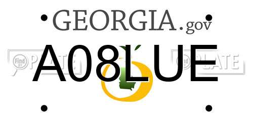 A08LUE Georgia License Plate