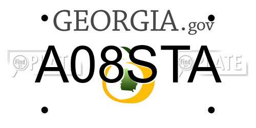 A08STA Georgia License Plate