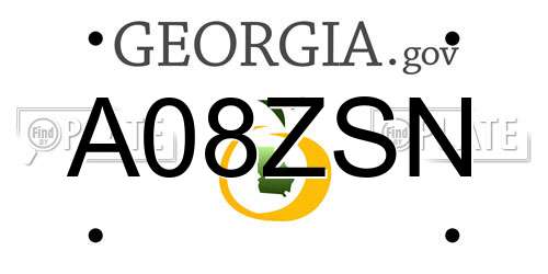 A08ZSN Georgia License Plate