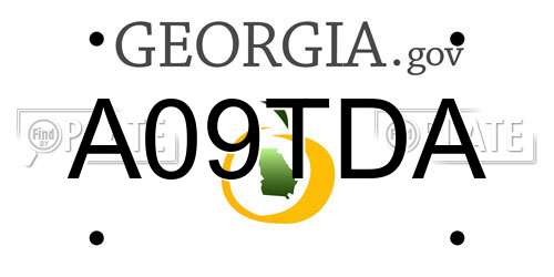 A09TDA Georgia License Plate