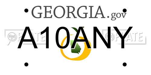 A10ANY Georgia License Plate