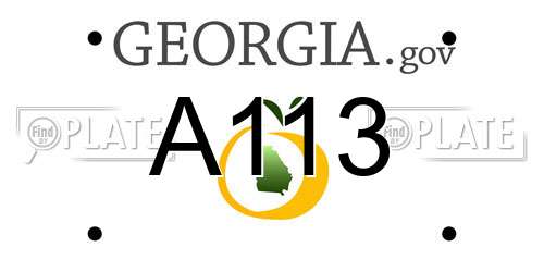 A113 Georgia License Plate