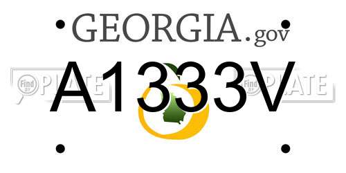 A1333V Georgia License Plate