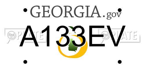 A133EV Georgia License Plate
