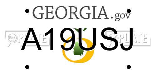 A19USJ Georgia License Plate