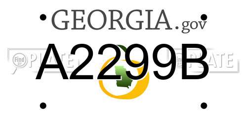 A2299B Georgia License Plate