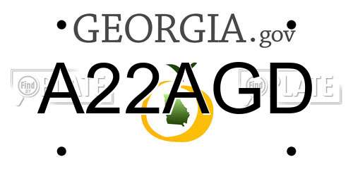 A22AGD Georgia License Plate