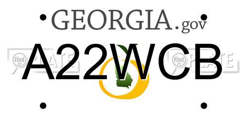 A22WCB Georgia License Plate