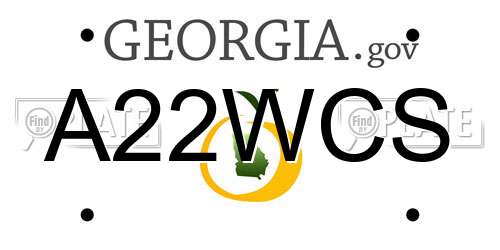 A22WCS Georgia License Plate