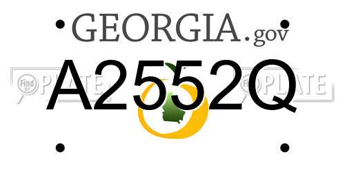 A2552Q Georgia License Plate